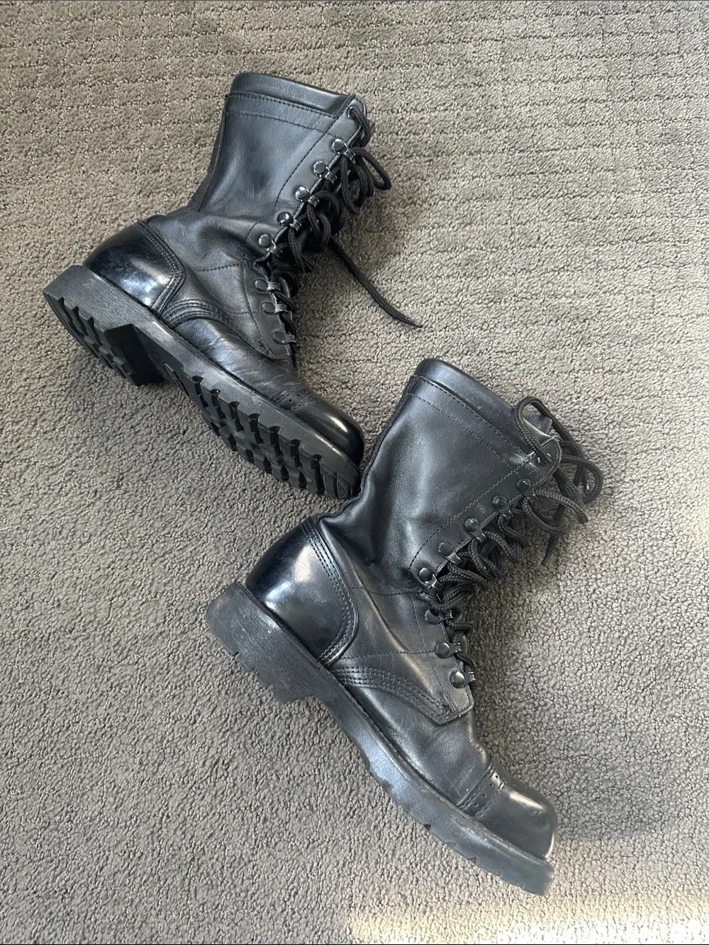 Black Leather Lace-Up Mens sizeCombat jump Boots